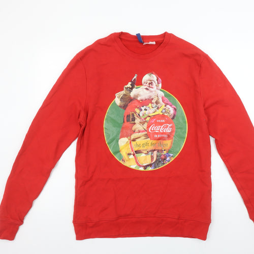 H&M Men’s Red Coca-Cola Christmas Santa Sweatshirt Size M
