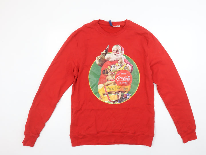H&M Men’s Red Coca-Cola Christmas Santa Sweatshirt Size M