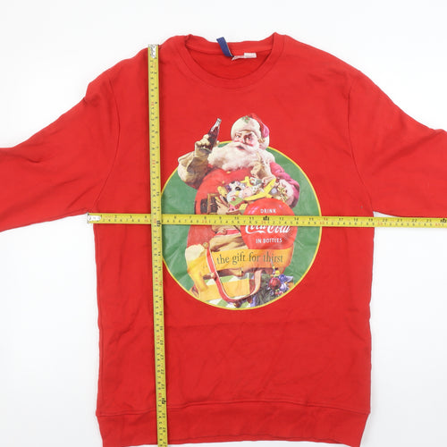 H&M Men’s Red Coca-Cola Christmas Santa Sweatshirt Size M