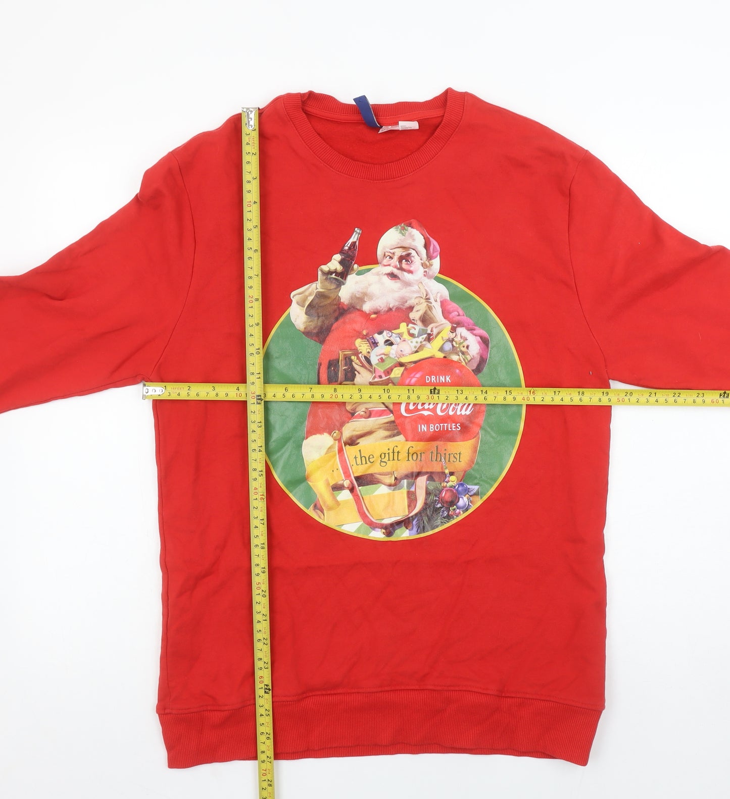 H&M Men’s Red Coca-Cola Christmas Santa Sweatshirt Size M