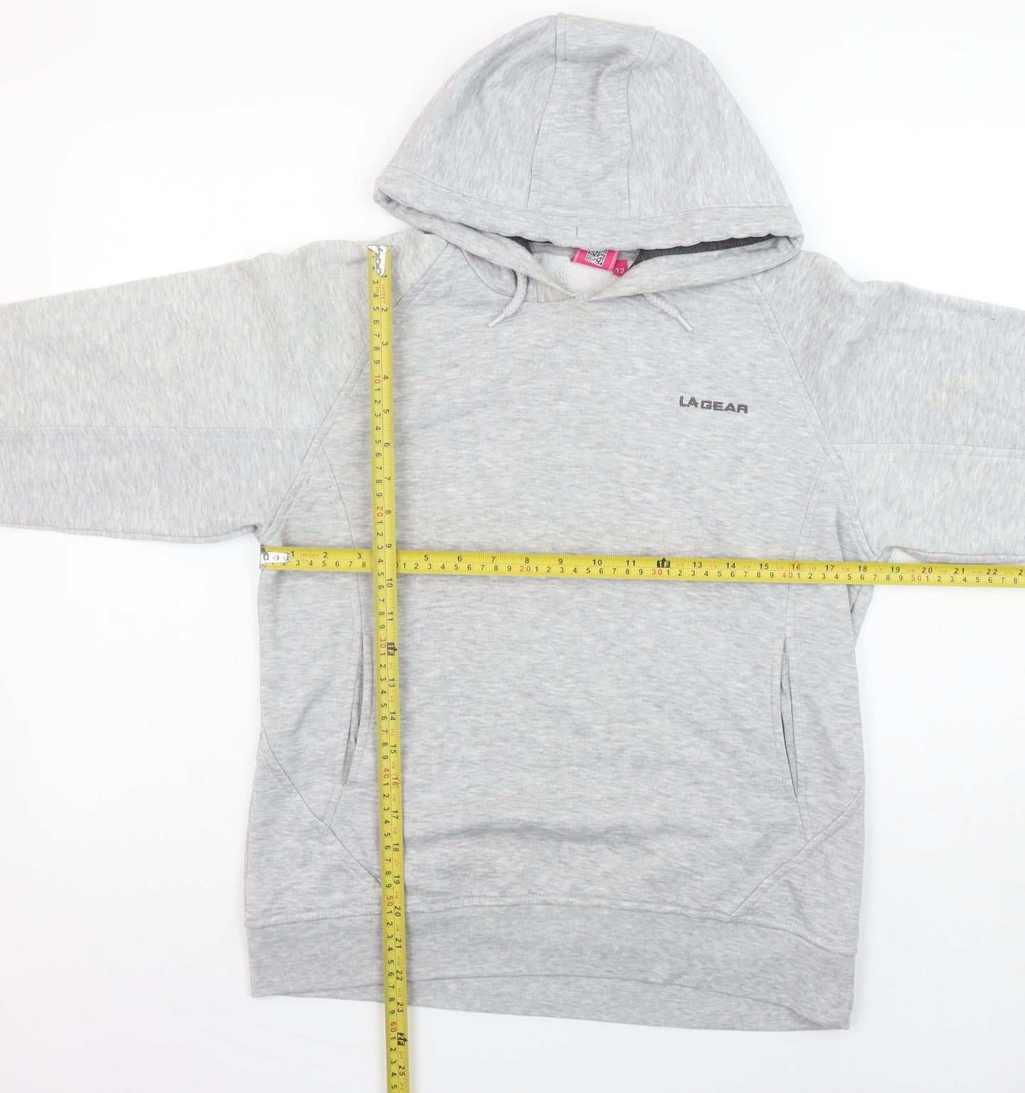 LA Gear Women’s Grey Pullover Hoodie Size 12 Soft Fleece Sweatshirt