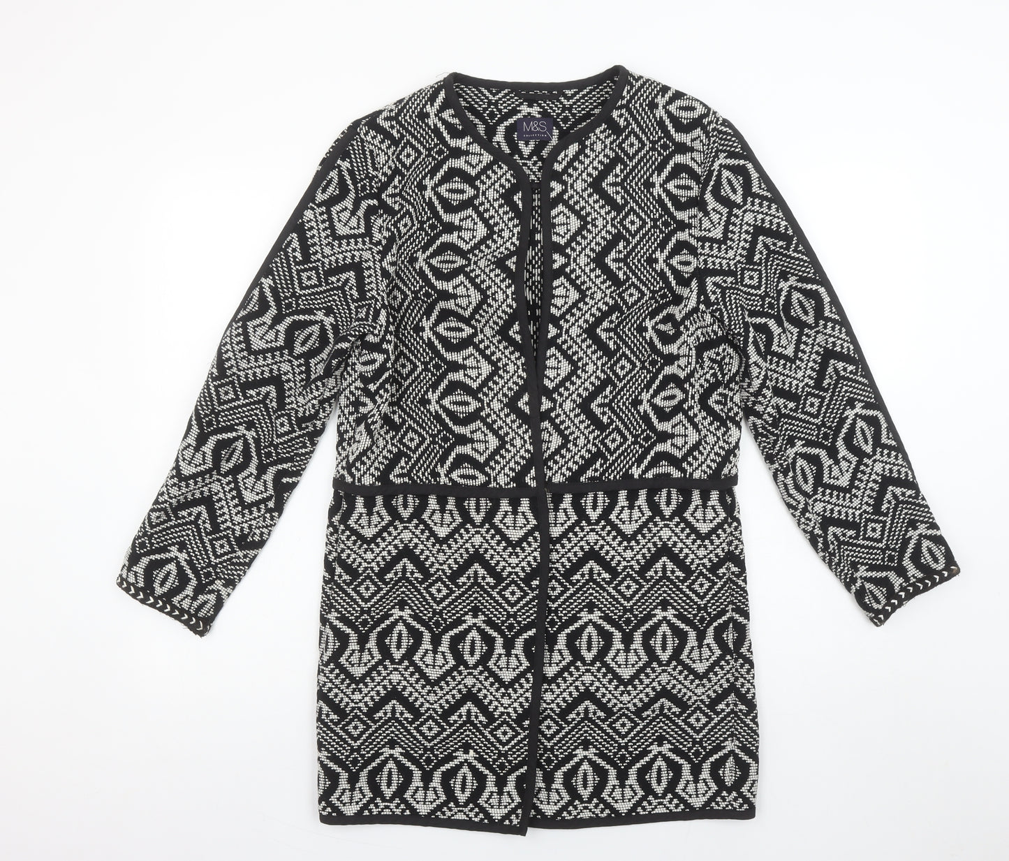 Marks and Spencer Women’s Black Geometric Knit Long Cardigan Size 8