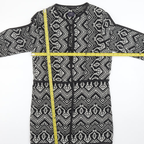 Marks and Spencer Women’s Black Geometric Knit Long Cardigan Size 8