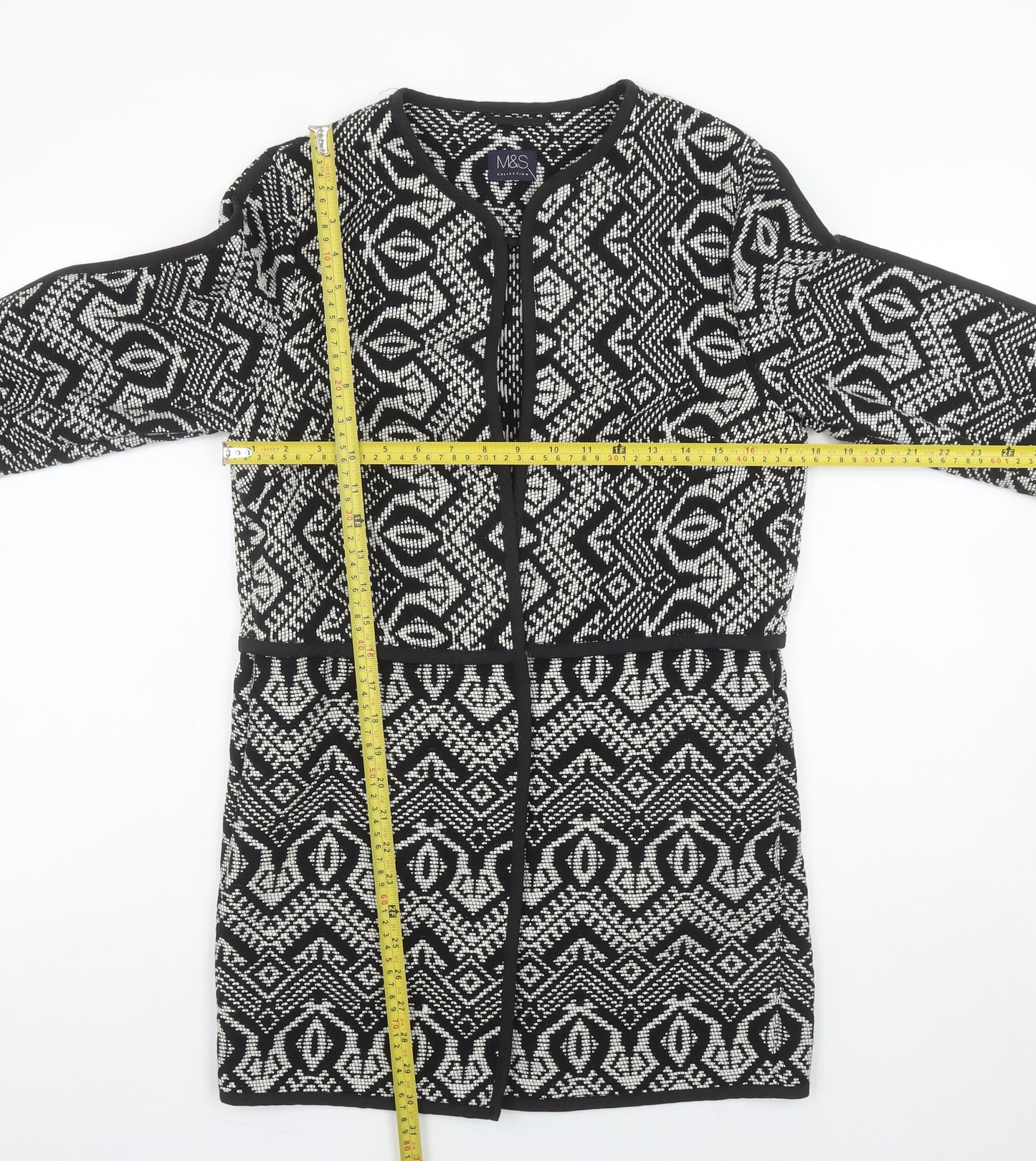 Marks and Spencer Women’s Black Geometric Knit Long Cardigan Size 8