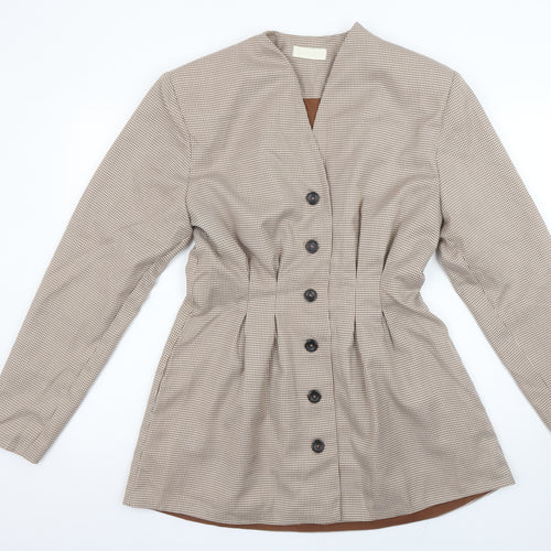 Vita Grace Women Beige Houndstooth Long Sleeve Suit Jacket L