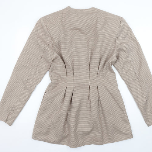 Vita Grace Women Beige Houndstooth Long Sleeve Suit Jacket L