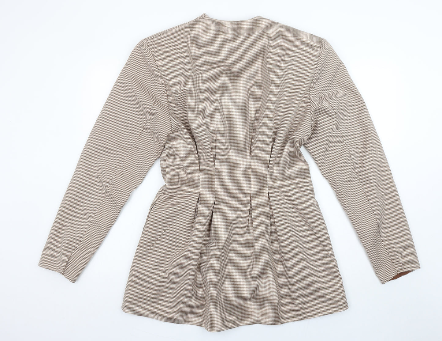 Vita Grace Women Beige Houndstooth Long Sleeve Suit Jacket L