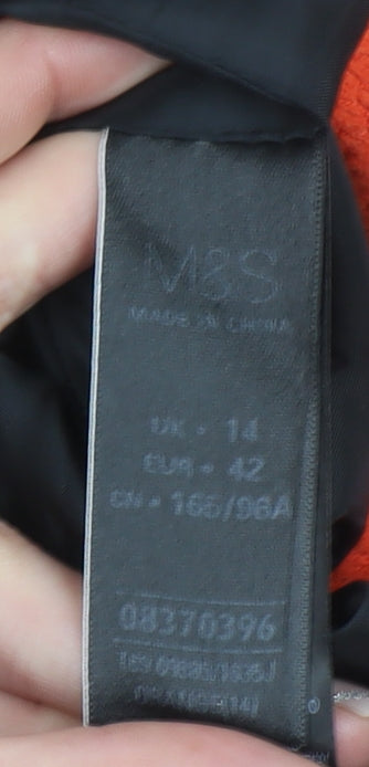 Marks and Spencer Women’s Orange Zip Front Mid-Length Coat Size 14