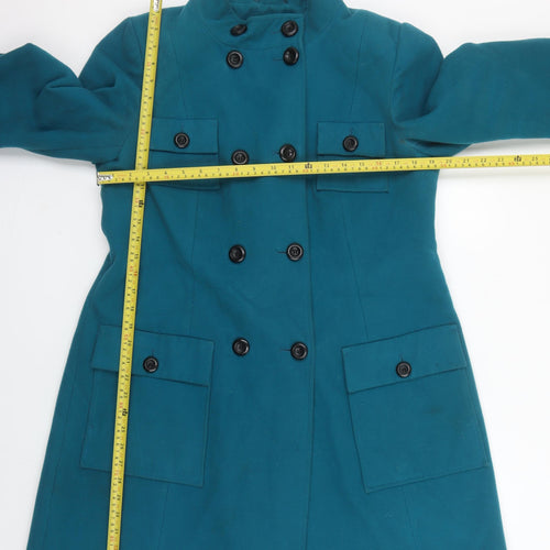 Marks and Spencer Women Blue Pea Coat Size 14 Double Breasted