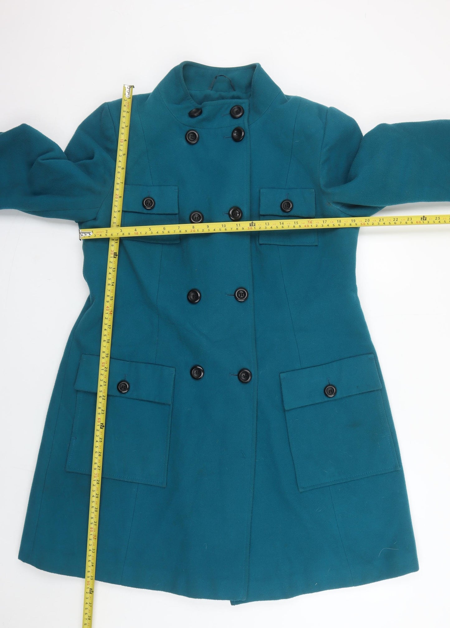 Marks and Spencer Women Blue Pea Coat Size 14 Double Breasted