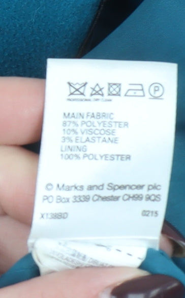 Marks and Spencer Women Blue Pea Coat Size 14 Double Breasted