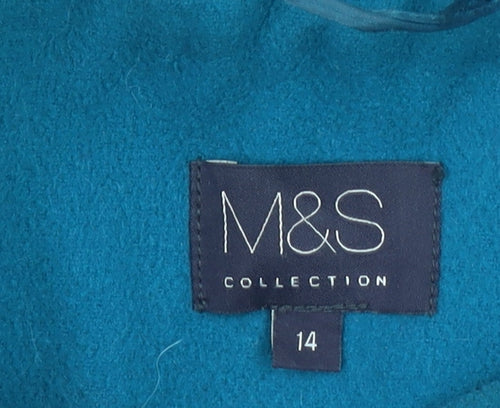 Marks and Spencer Women Blue Pea Coat Size 14 Double Breasted