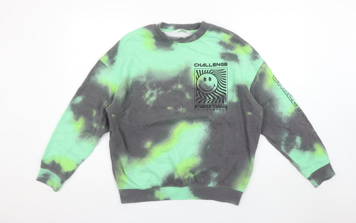 H&M Girls Multicoloured Tie Dye Smiley World Pullover Sweatshirt 14Y