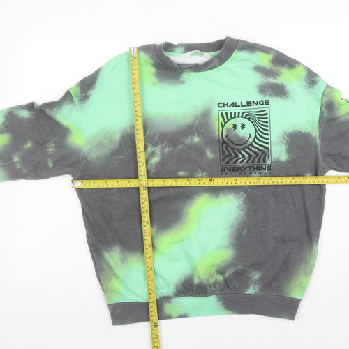 H&M Girls Multicoloured Tie Dye Smiley World Pullover Sweatshirt 14Y