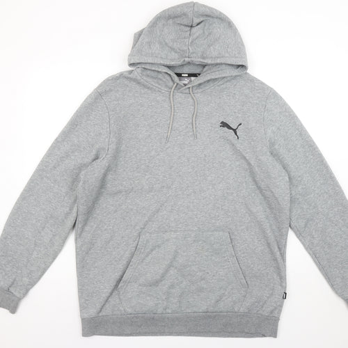 Puma Mens Grey Hoodie L Pullover Hooded Sweatshirt Cotton Blend