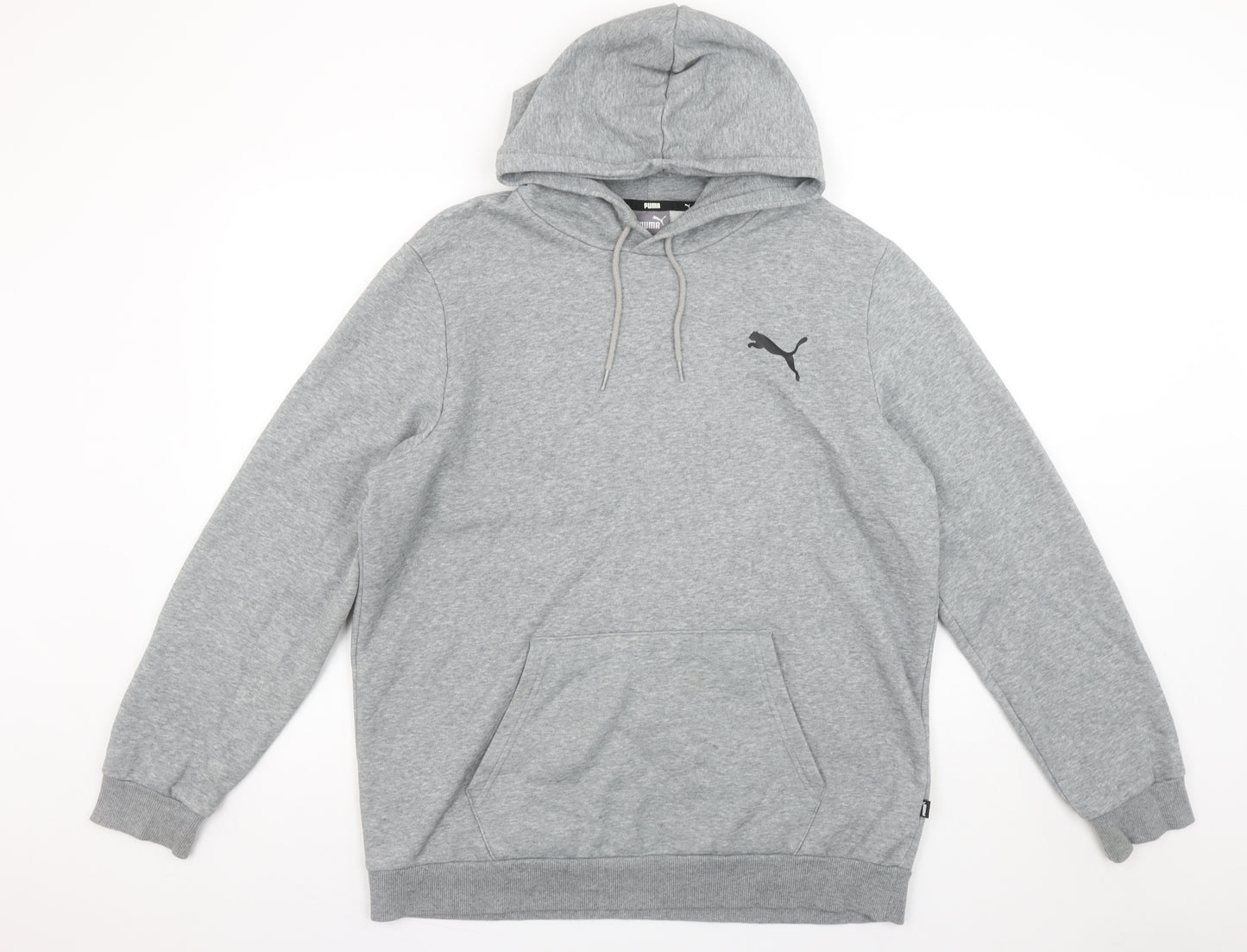 Puma Mens Grey Hoodie L Pullover Hooded Sweatshirt Cotton Blend