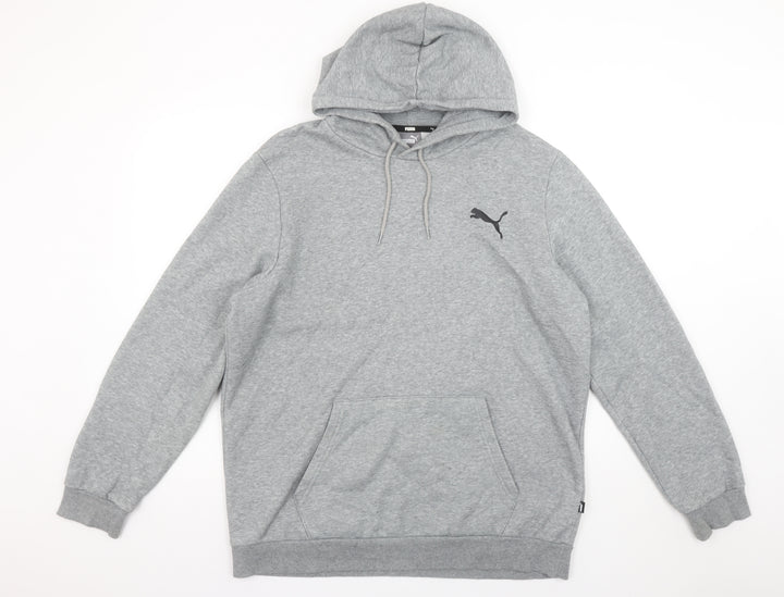 Puma Mens Grey Hoodie L Pullover Hooded Sweatshirt Cotton Blend