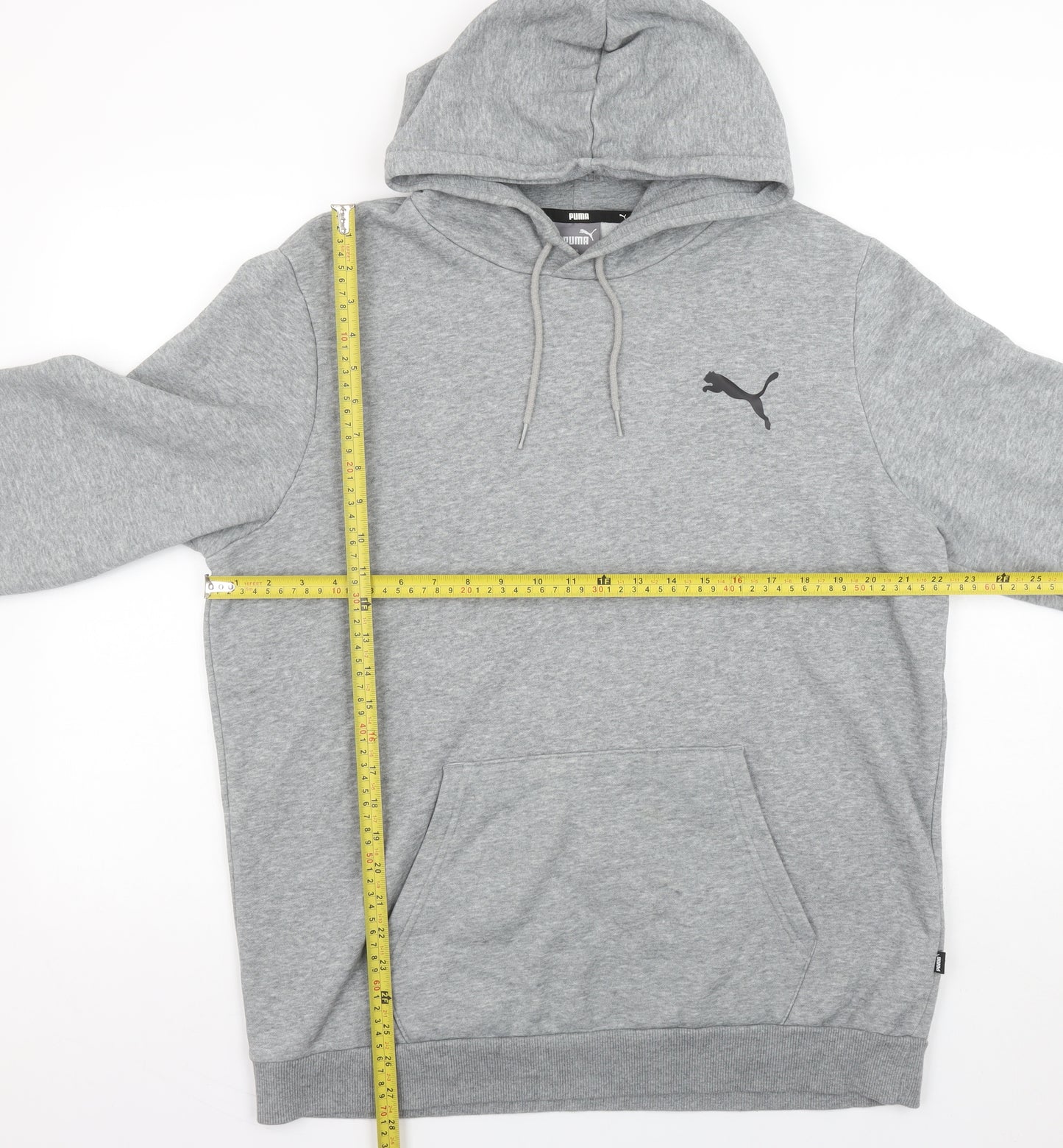 Puma Mens Grey Hoodie L Pullover Hooded Sweatshirt Cotton Blend