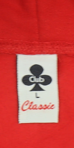 Club Classic Red Men’s Pullover Hoodie L Graphic Music Retro Style