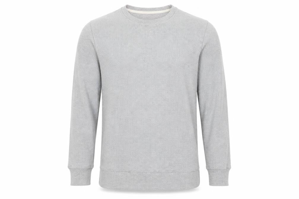 Front view of Lands' End Men's Grey Small Pullover Crew Neck Sweatshirt