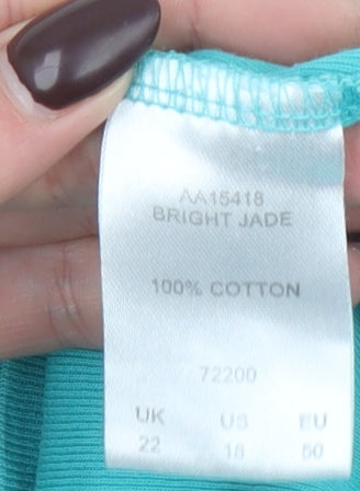 Cotton Traders Women’s Green V-Neck 3/4 Sleeve Cotton T-Shirt Size 22