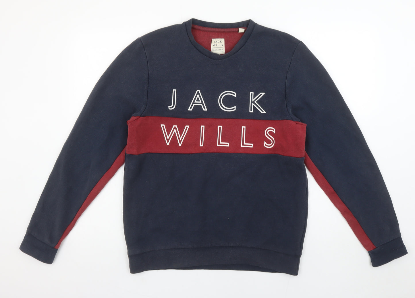 Jack Wills Men's Blue Red Logo Crew Neck Sweatshirt Size M