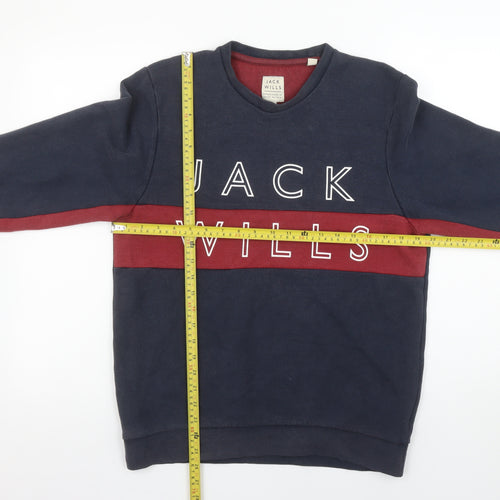 Jack Wills Men's Blue Red Logo Crew Neck Sweatshirt Size M