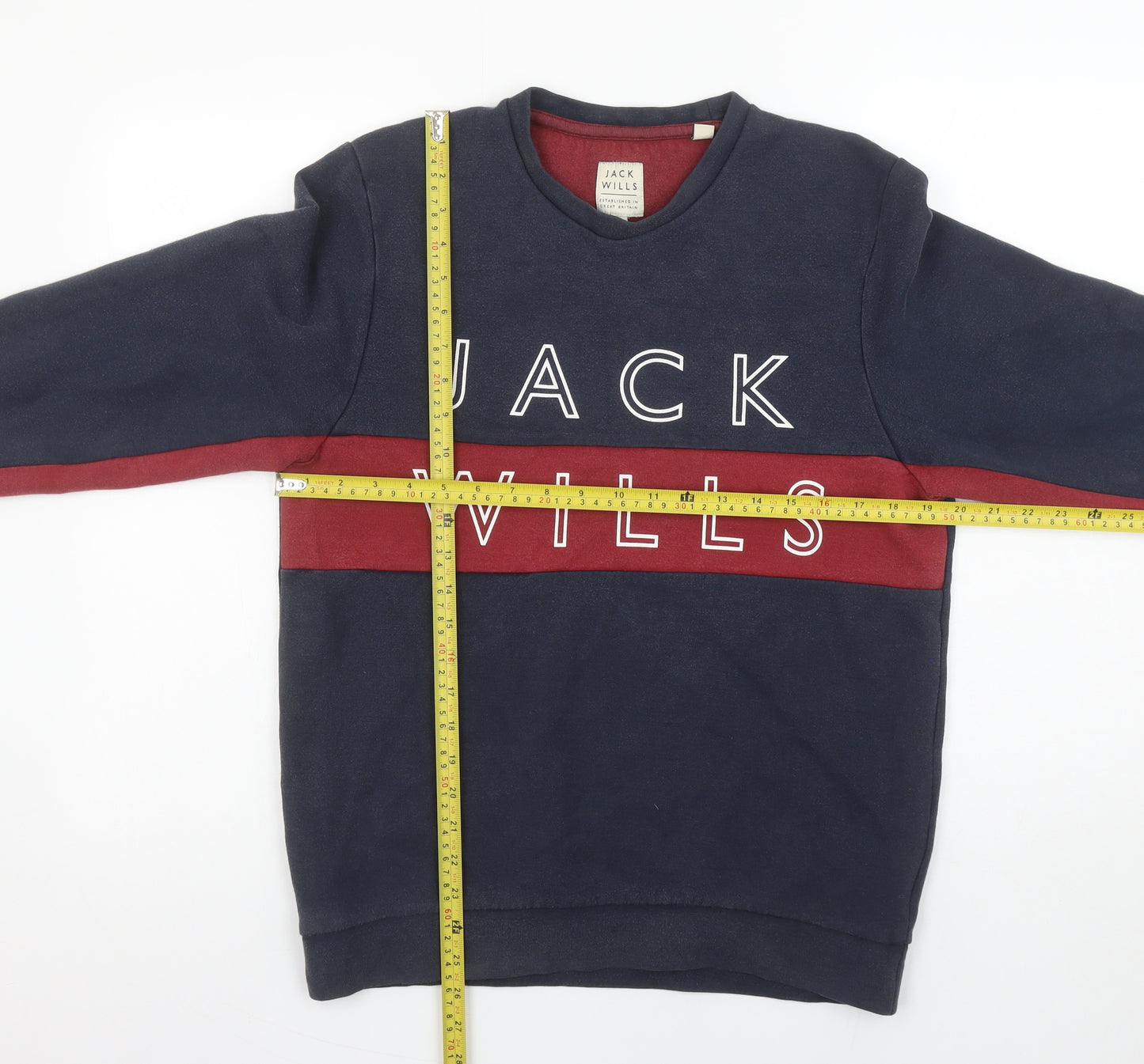 Jack Wills Men's Blue Red Logo Crew Neck Sweatshirt Size M