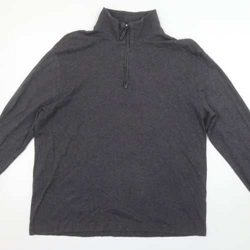 Banana Republic Men’s Grey XL Mock Neck 1/2 Zip Long Sleeve T-Shirt