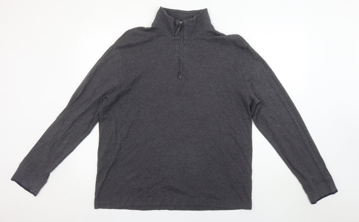 Banana Republic Men’s Grey XL Mock Neck 1/2 Zip Long Sleeve T-Shirt