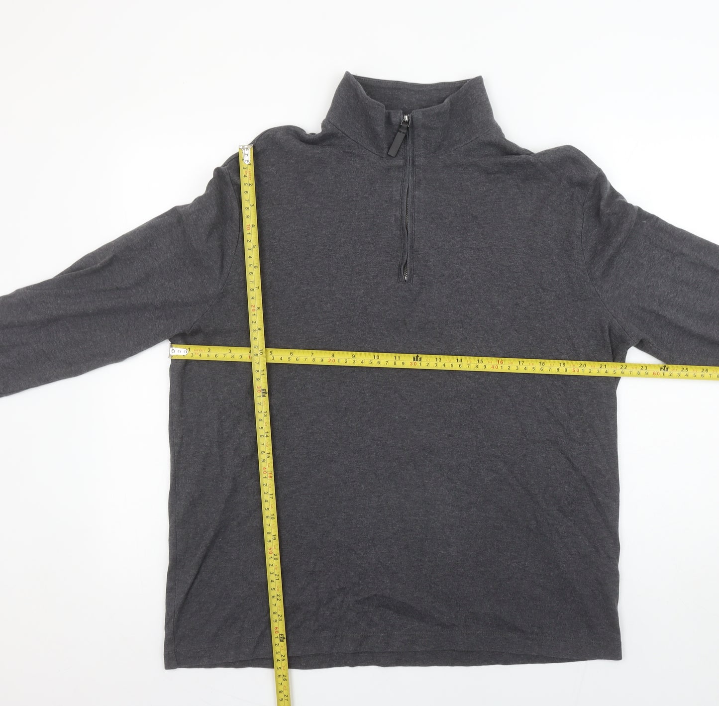 Banana Republic Men’s Grey XL Mock Neck 1/2 Zip Long Sleeve T-Shirt