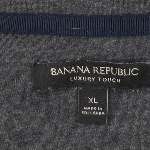 Banana Republic Men’s Grey XL Mock Neck 1/2 Zip Long Sleeve T-Shirt