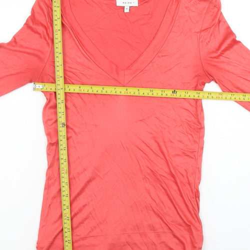 Reiss Womens Pink Long Sleeve V-Neck Basic T-Shirt XS