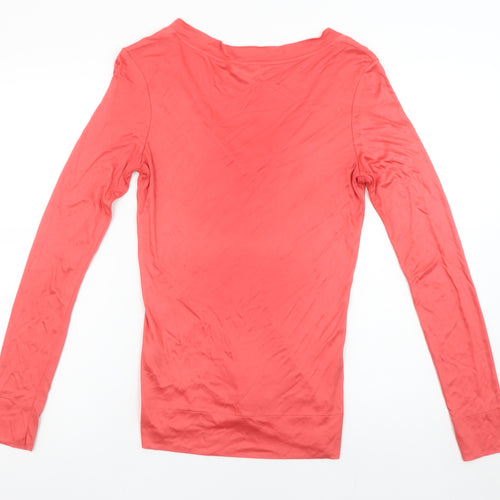 Reiss Womens Pink Long Sleeve V-Neck Basic T-Shirt XS