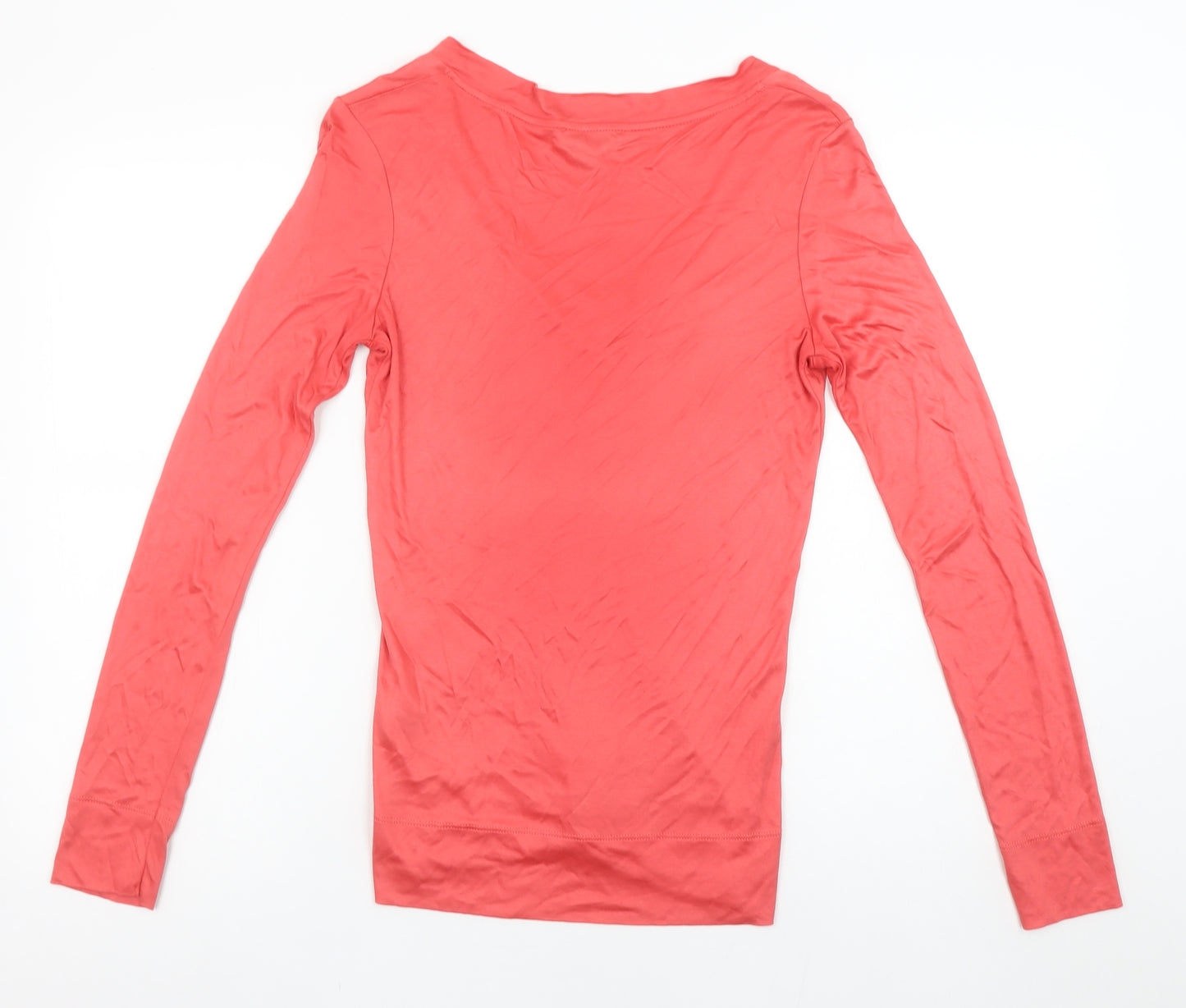 Reiss Womens Pink Long Sleeve V-Neck Basic T-Shirt XS