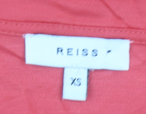 Reiss Womens Pink Long Sleeve V-Neck Basic T-Shirt XS