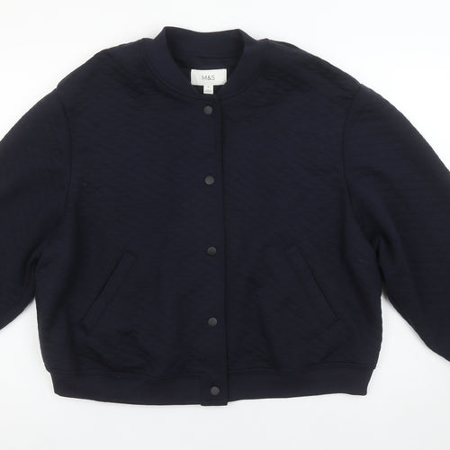 Marks and Spencer Women Dark Navy Quilted Button Sweatshirt Size 18