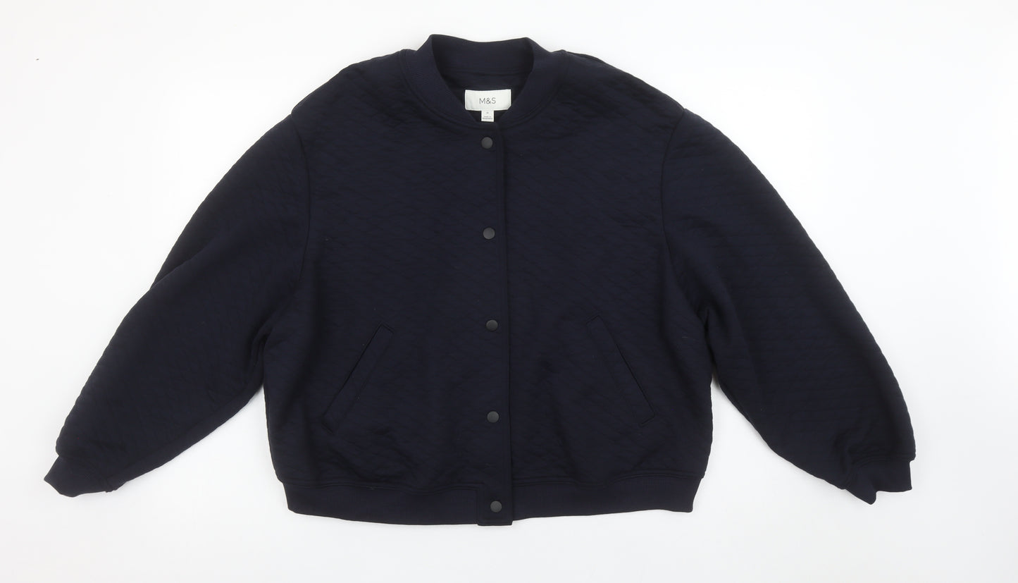 Marks and Spencer Women Dark Navy Quilted Button Sweatshirt Size 18