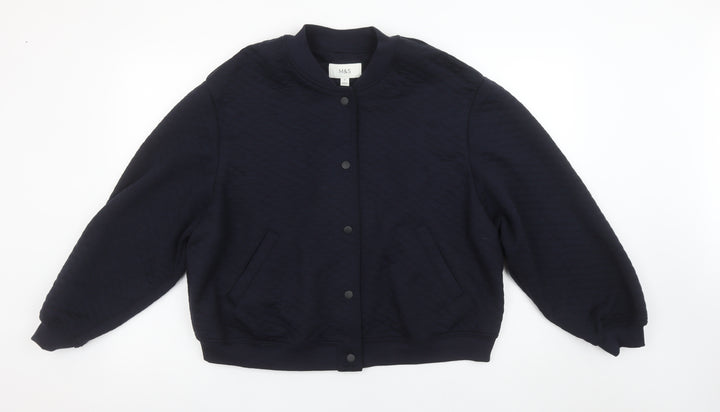Marks and Spencer Women Dark Navy Quilted Button Sweatshirt Size 18