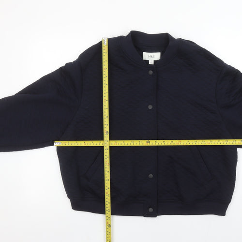 Marks and Spencer Women Dark Navy Quilted Button Sweatshirt Size 18