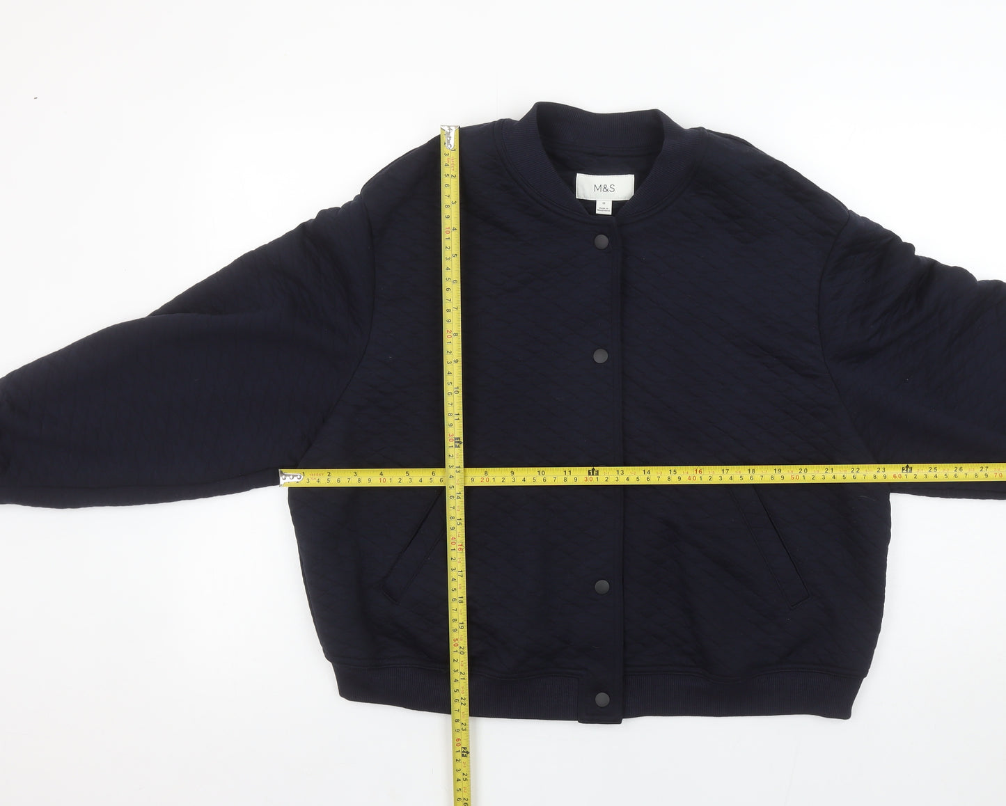 Marks and Spencer Women Dark Navy Quilted Button Sweatshirt Size 18