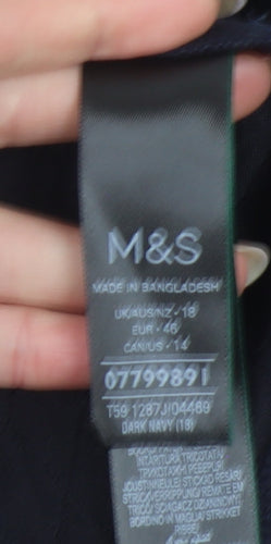 Marks and Spencer Women Dark Navy Quilted Button Sweatshirt Size 18