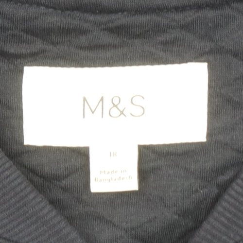 Marks and Spencer Women Dark Navy Quilted Button Sweatshirt Size 18