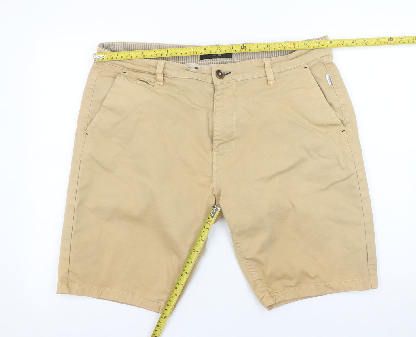 Mishmash Men Beige Chino Shorts Size 38 Regular Cotton Casual