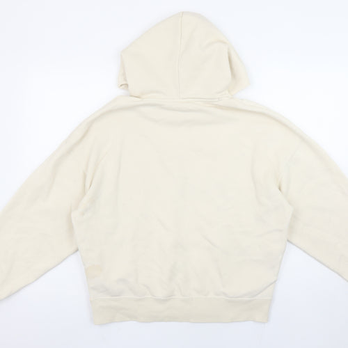 PUMA Women's Beige Hoodie Small Relaxed Fit Cotton Blend Logo