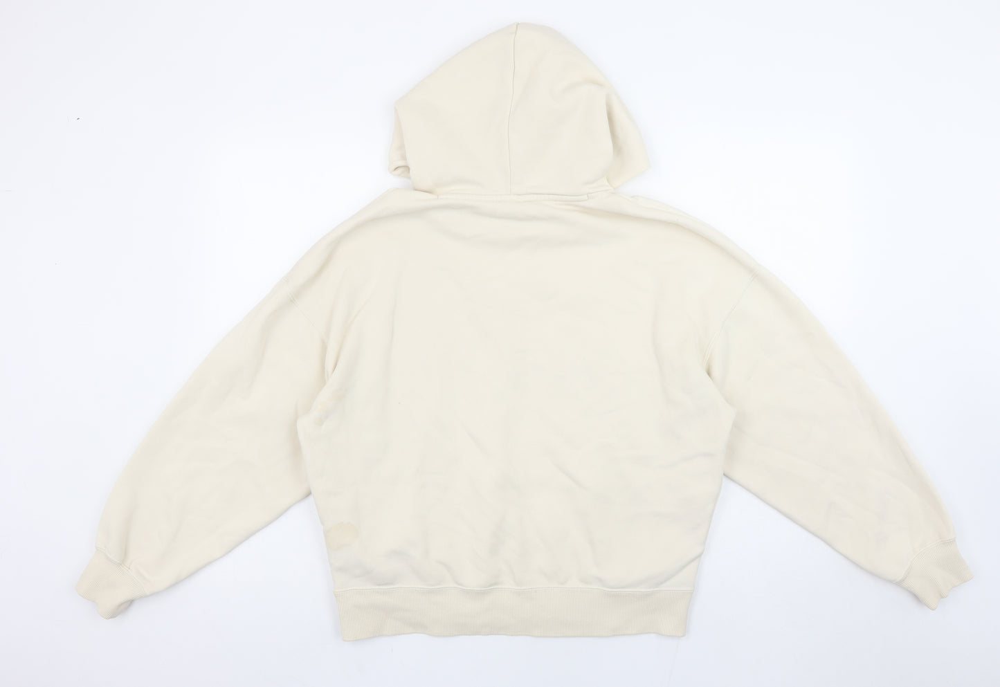 PUMA Women's Beige Hoodie Small Relaxed Fit Cotton Blend Logo