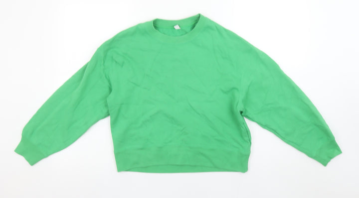 Uniqlo Women Green Crew Neck Pullover Sweatshirt Size S