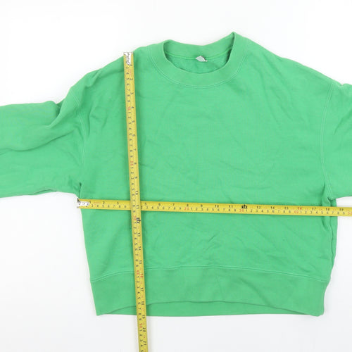 Uniqlo Women Green Crew Neck Pullover Sweatshirt Size S