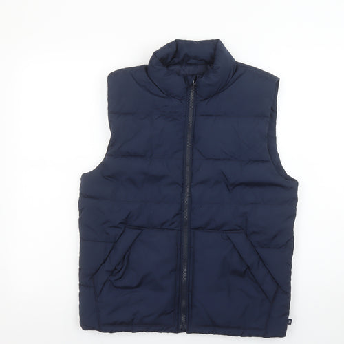 GAP Kids Boys Blue Padded Bodywarmer XXL (14-16 Years) Full Zip Polyester