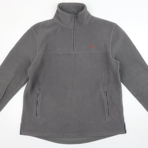 Crew Clothing Co. Men's Grey Fleece 1/2 Zip Pullover Sweatshirt Large
